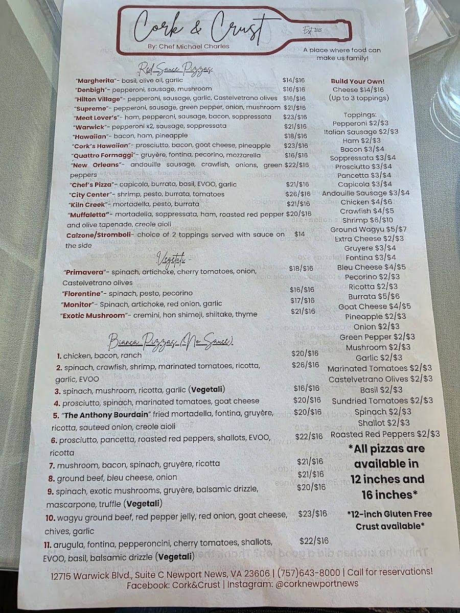 Menu Cork And Crust-1