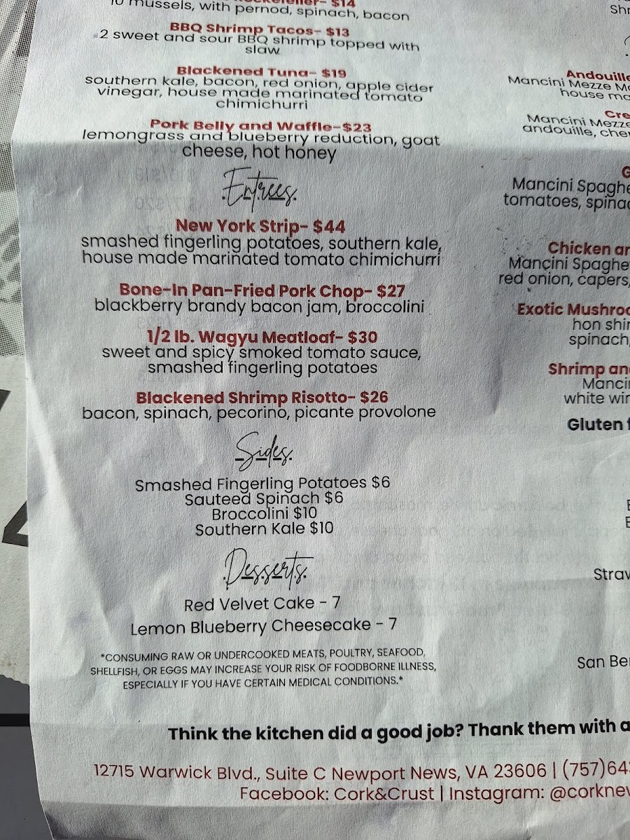 Menu Cork And Crust-10