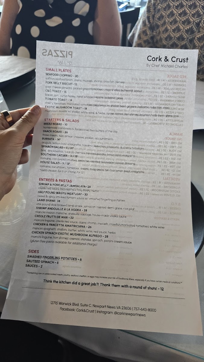 Menu Cork And Crust-8